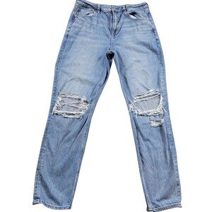 American Eagle Jeans Womens 12 Long Mom Jean Distressed Denim